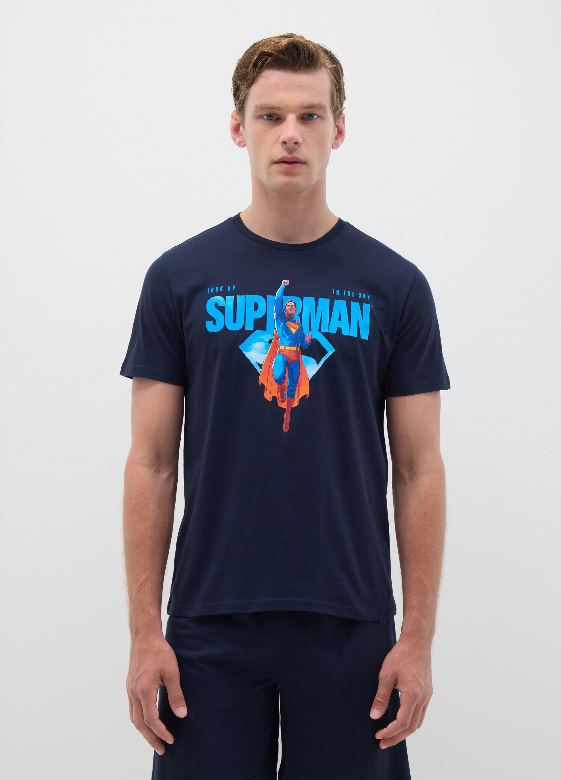 Men's blue pure cotton pyjama with Superman graphic