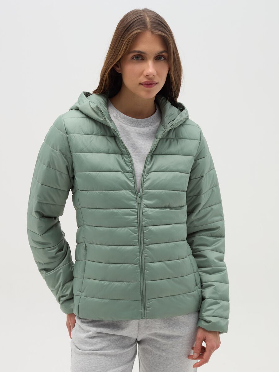 Ultralight short down jacket with hood and zip_0