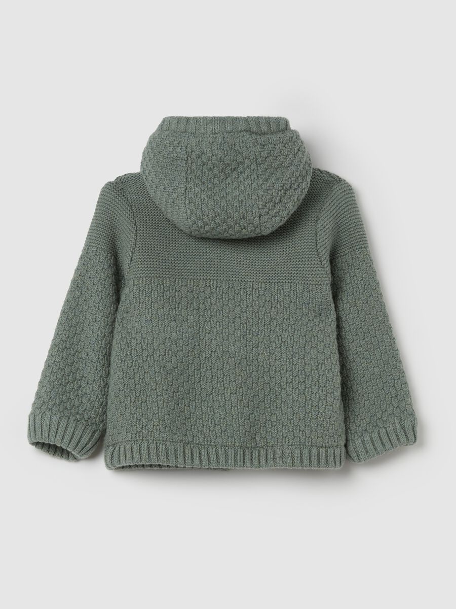 Knitted jacket with hood and sherpa lining_1