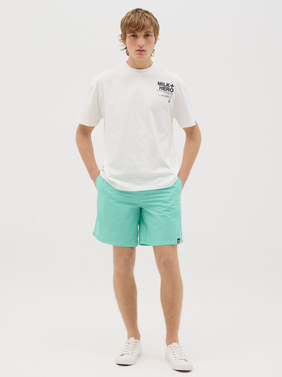 Boxer da uomo in misto verde regular fit con elastico e coulisse_0