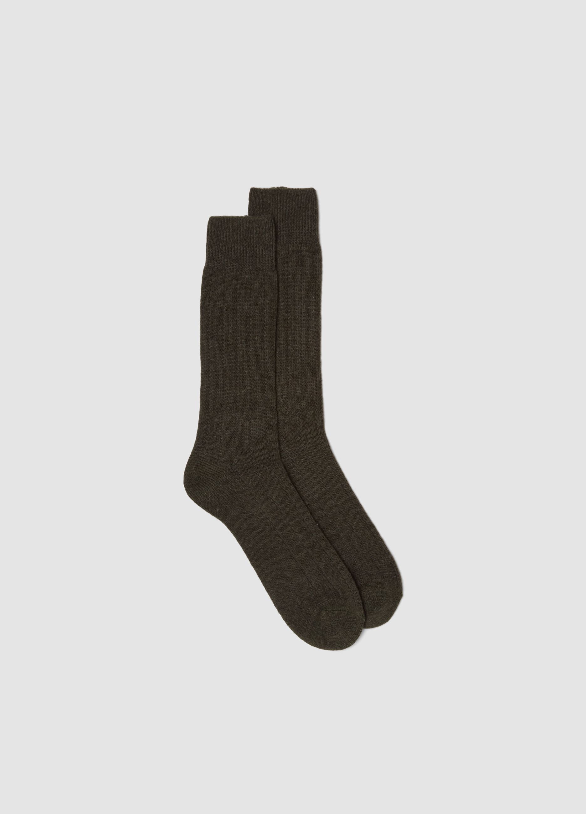 Calze midi verdi in lana, viscosa e cashmere elasticizzati