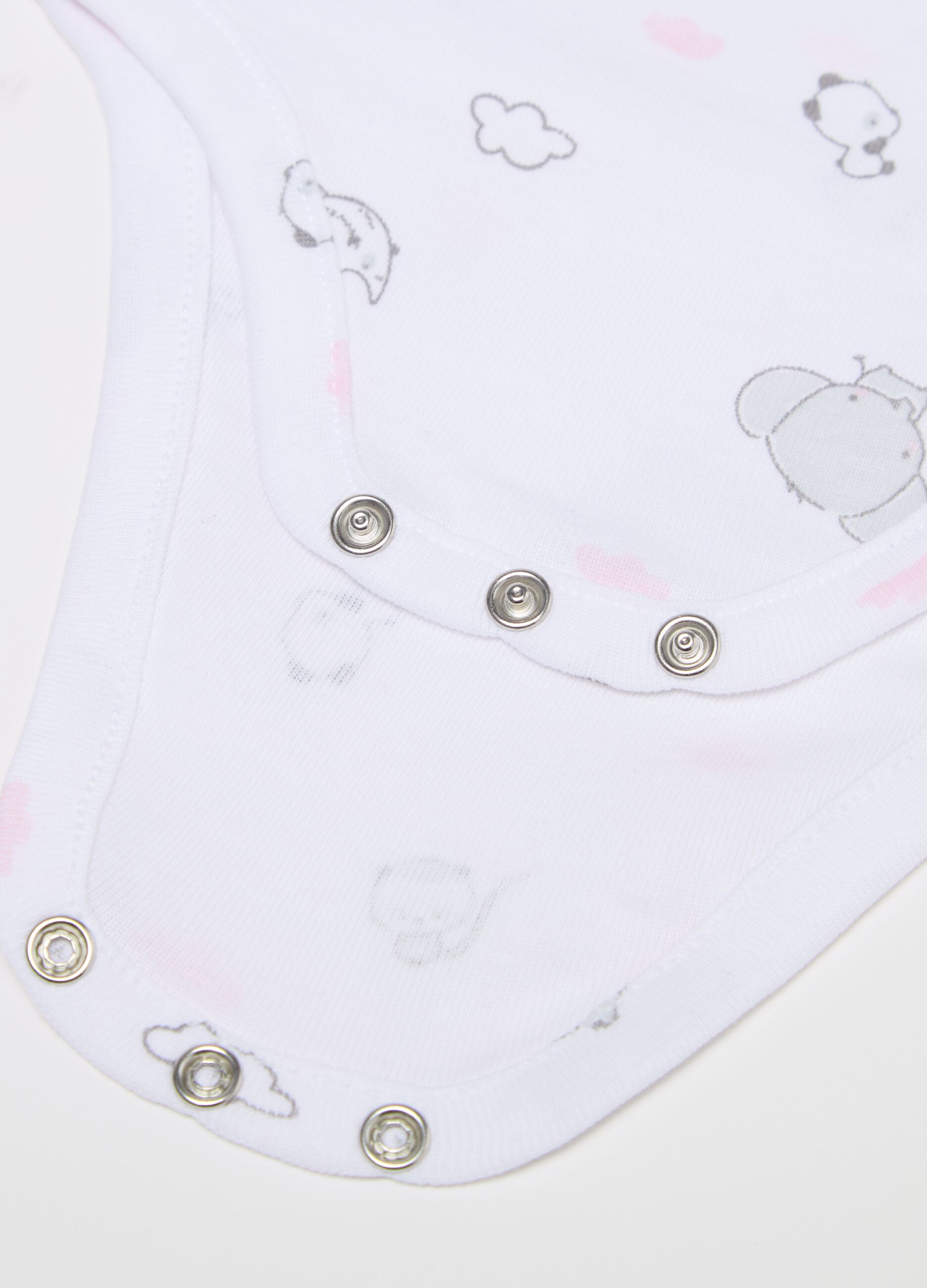 Two-pack bodysuits in organic cotton with V neck and print