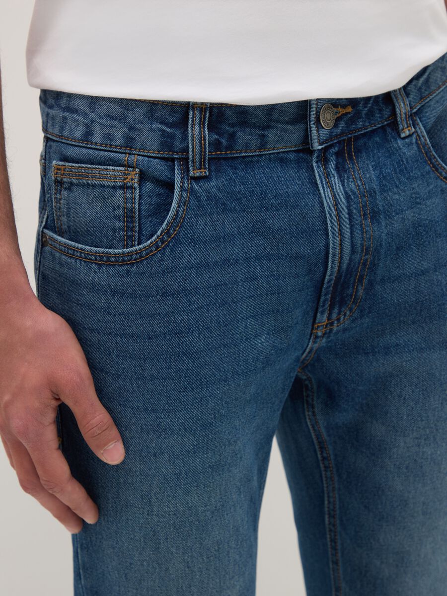 Slim fit blue pure cotton jeans_3