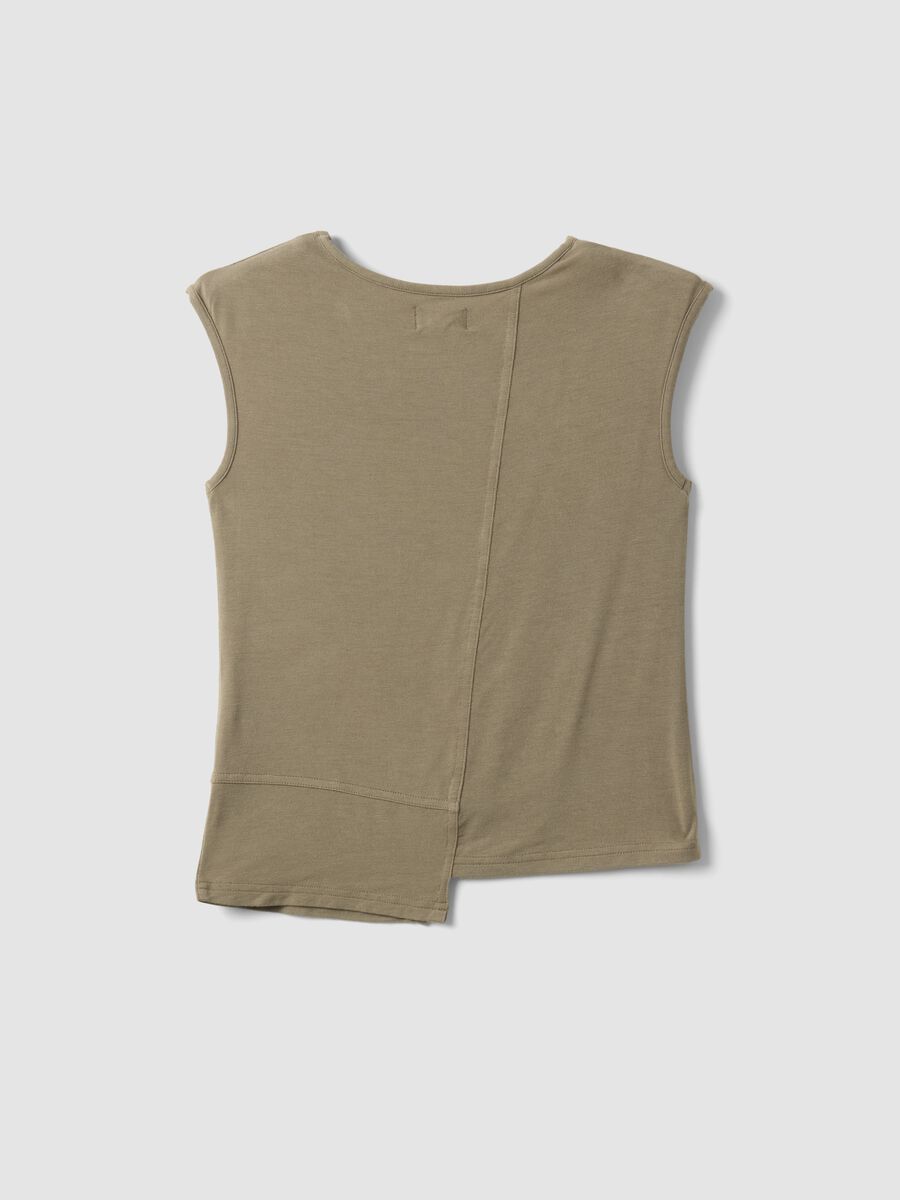 Girls&rsquo; beige stretch viscose vest top, relaxed fit_4