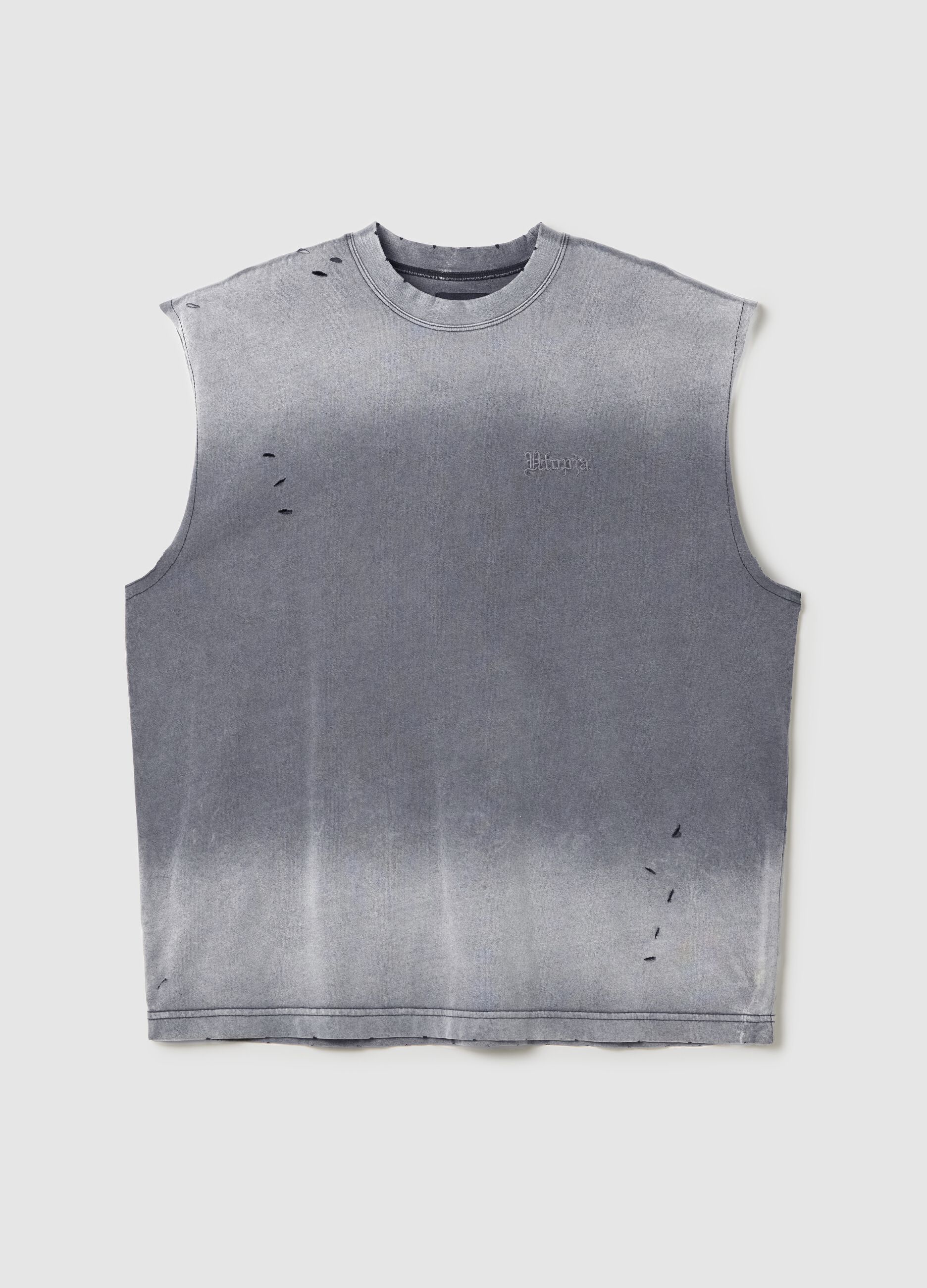 Sunfaded Distressed Tank Top Vintage Grey