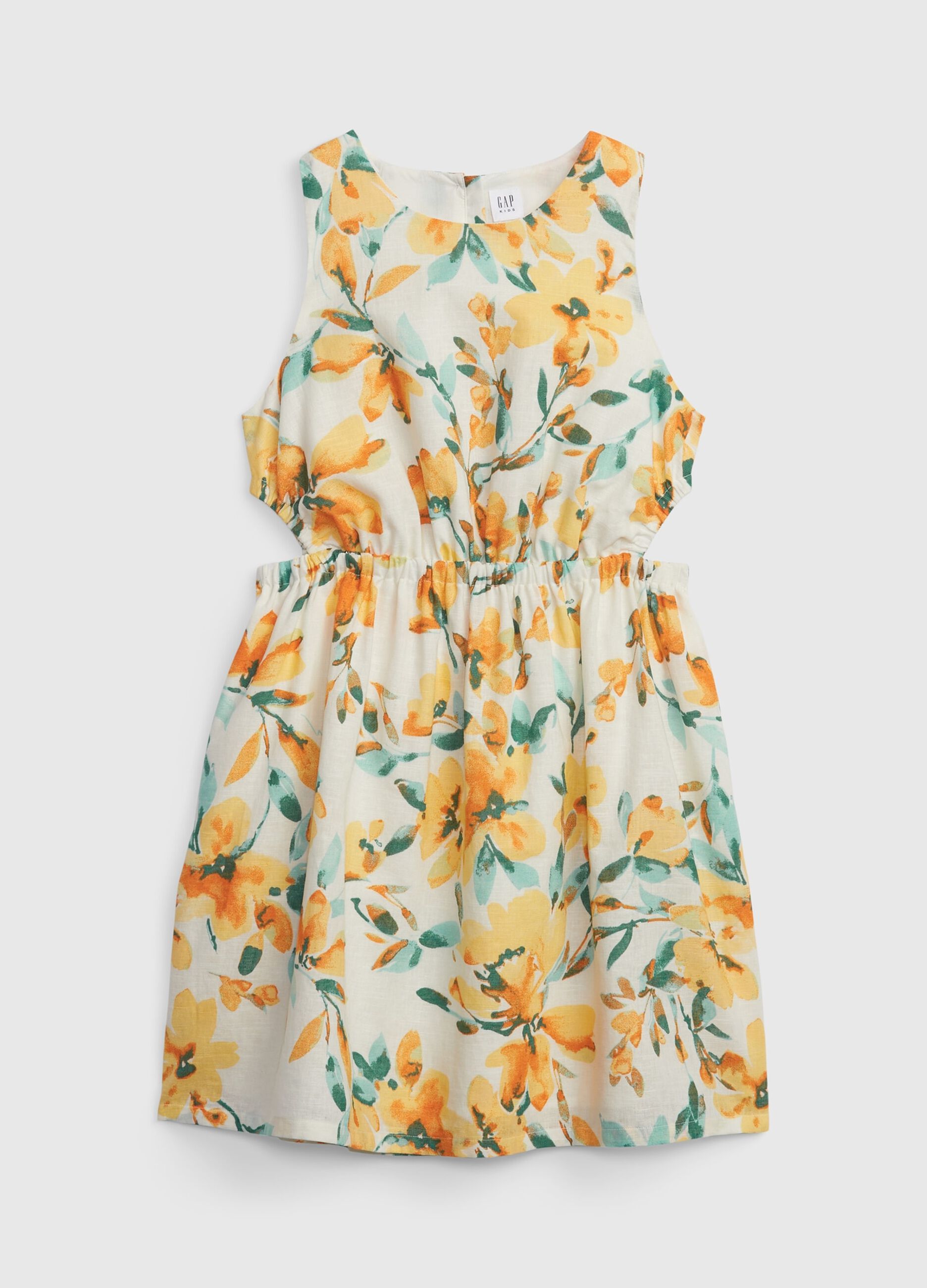 Abito corto floreale con dettagli cut out_0