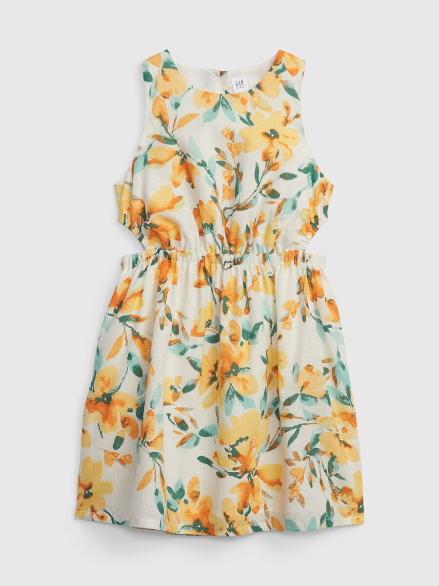 Short floral dress with cut-out details_0