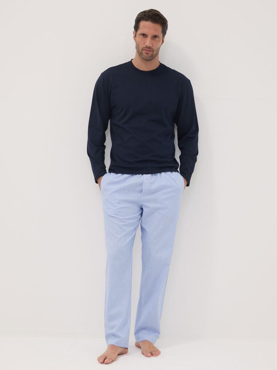 Pantaloni pigiama azzurri in puro cotone organico_0