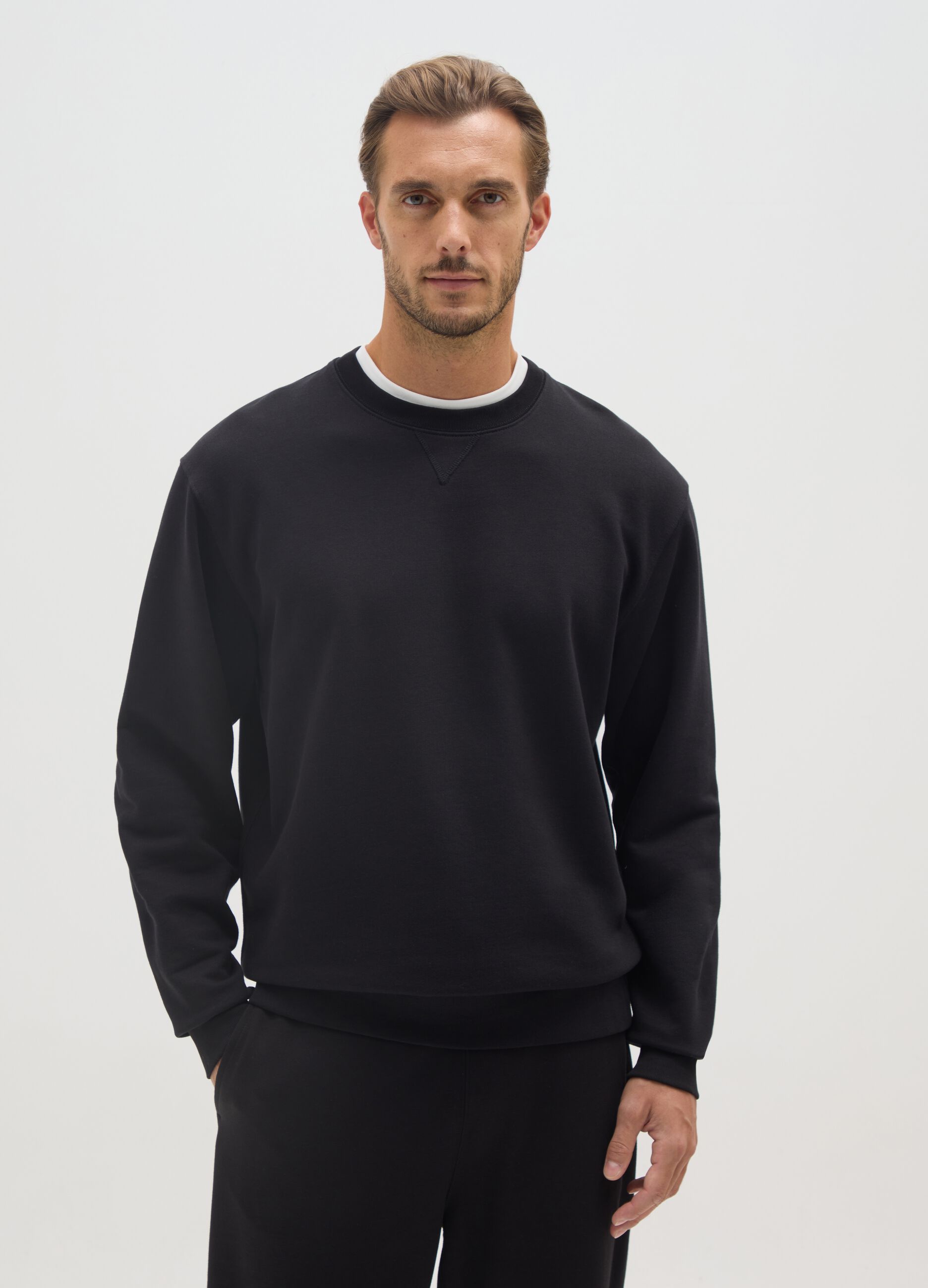 Black pure cotton sweatshirt regular fit