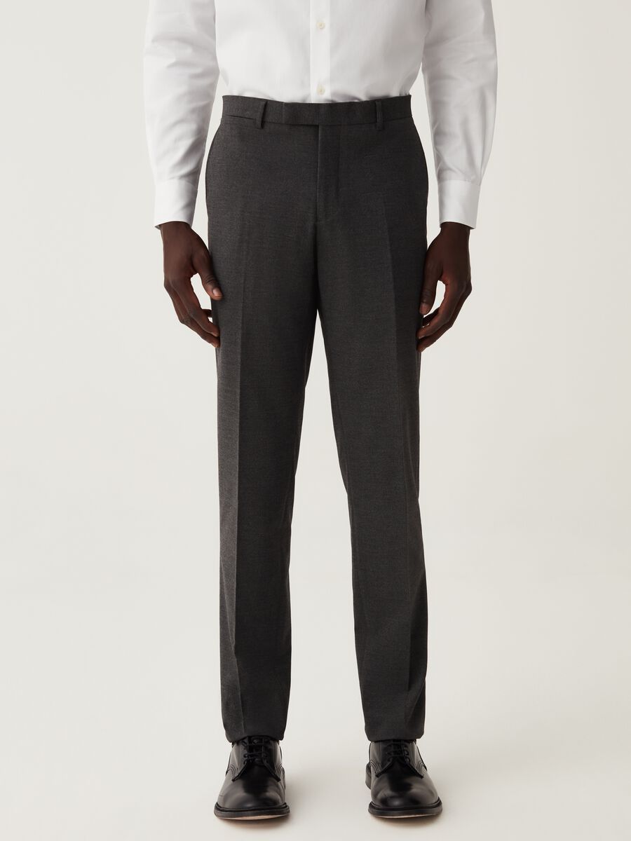 Pantalone slim fit melange grigio_1