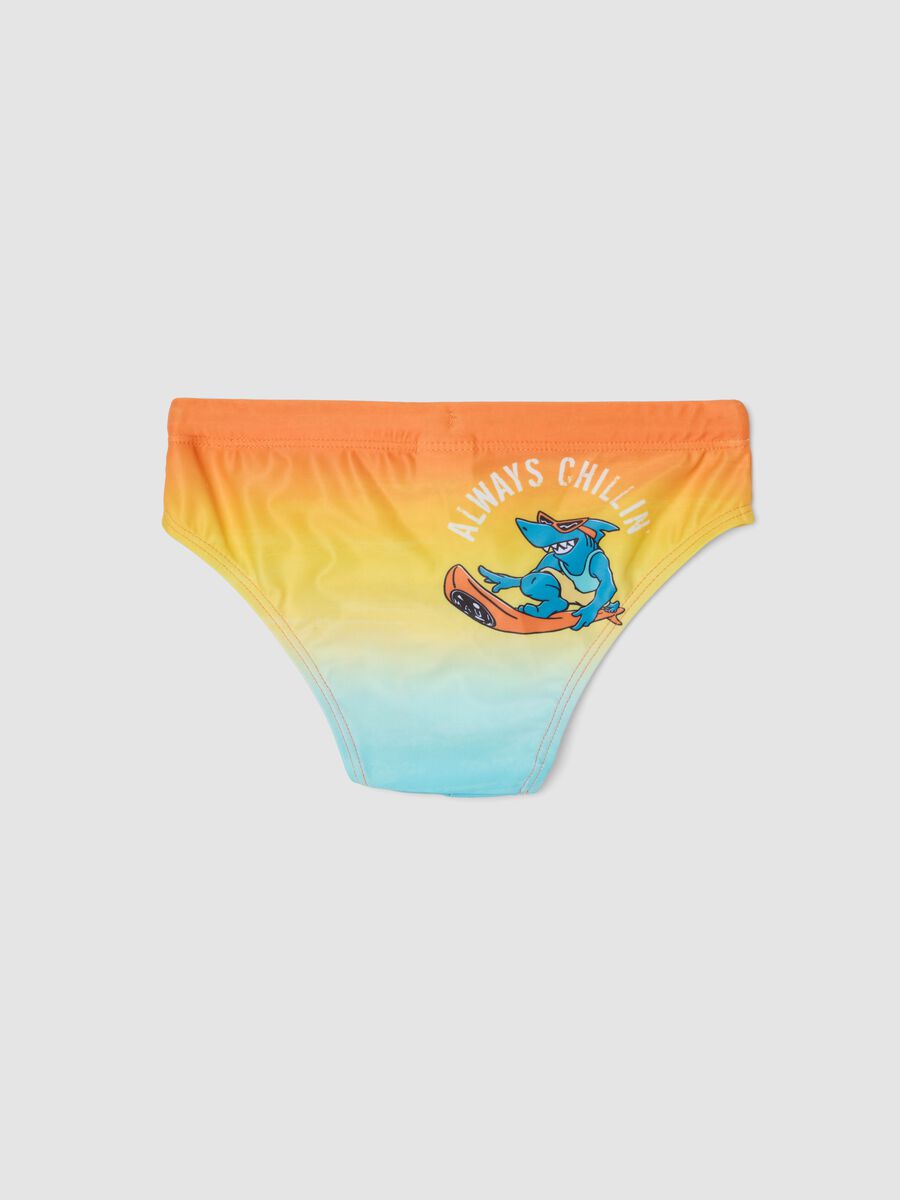 Orange and blue stretch swim briefs for boys_1