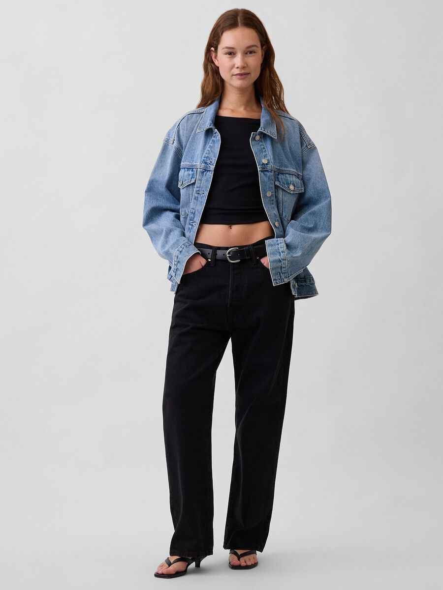 Blue regular fit pure cotton denim jacket_1