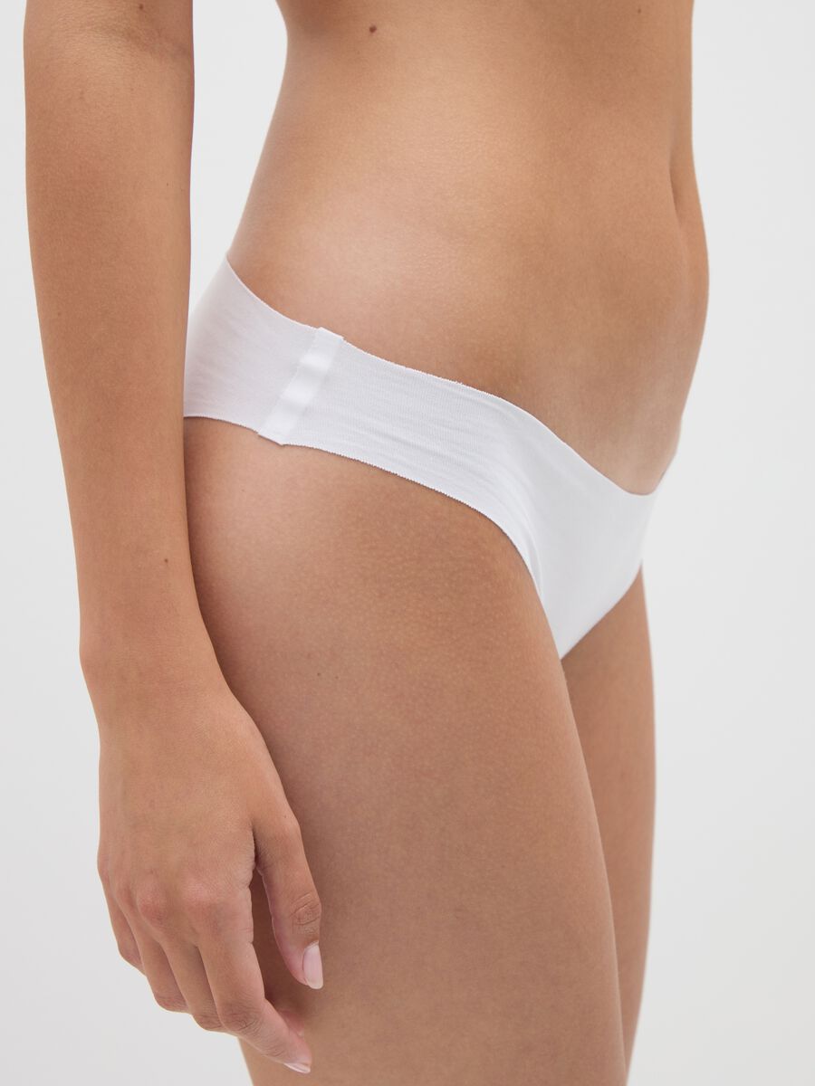 Slip in cotone elasticizzato bianco a vita bassa_3
