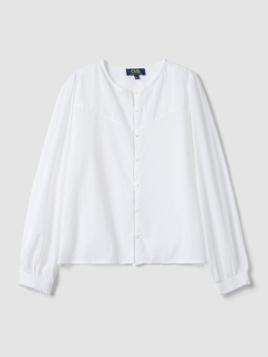 Camicia in puro cotone bianca regular fit con bottoni e collo arrotondato_4