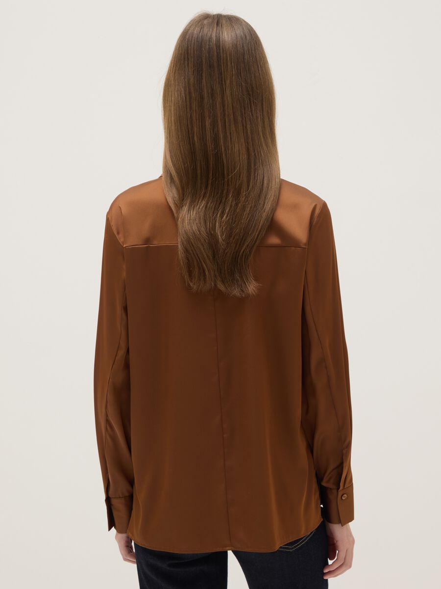 Brown Satin Regular Fit Shirt_2