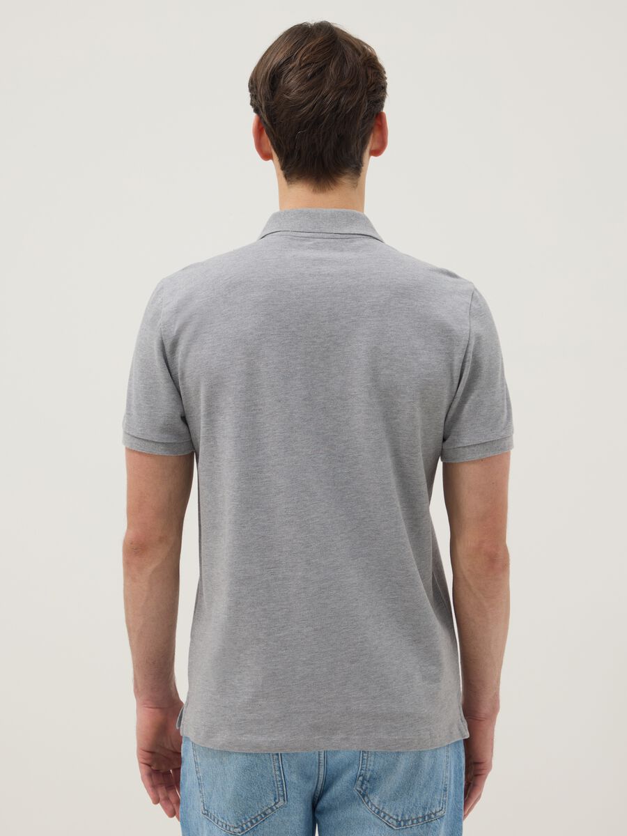 Grey pure cotton short-sleeve polo shirt, regular fit_2