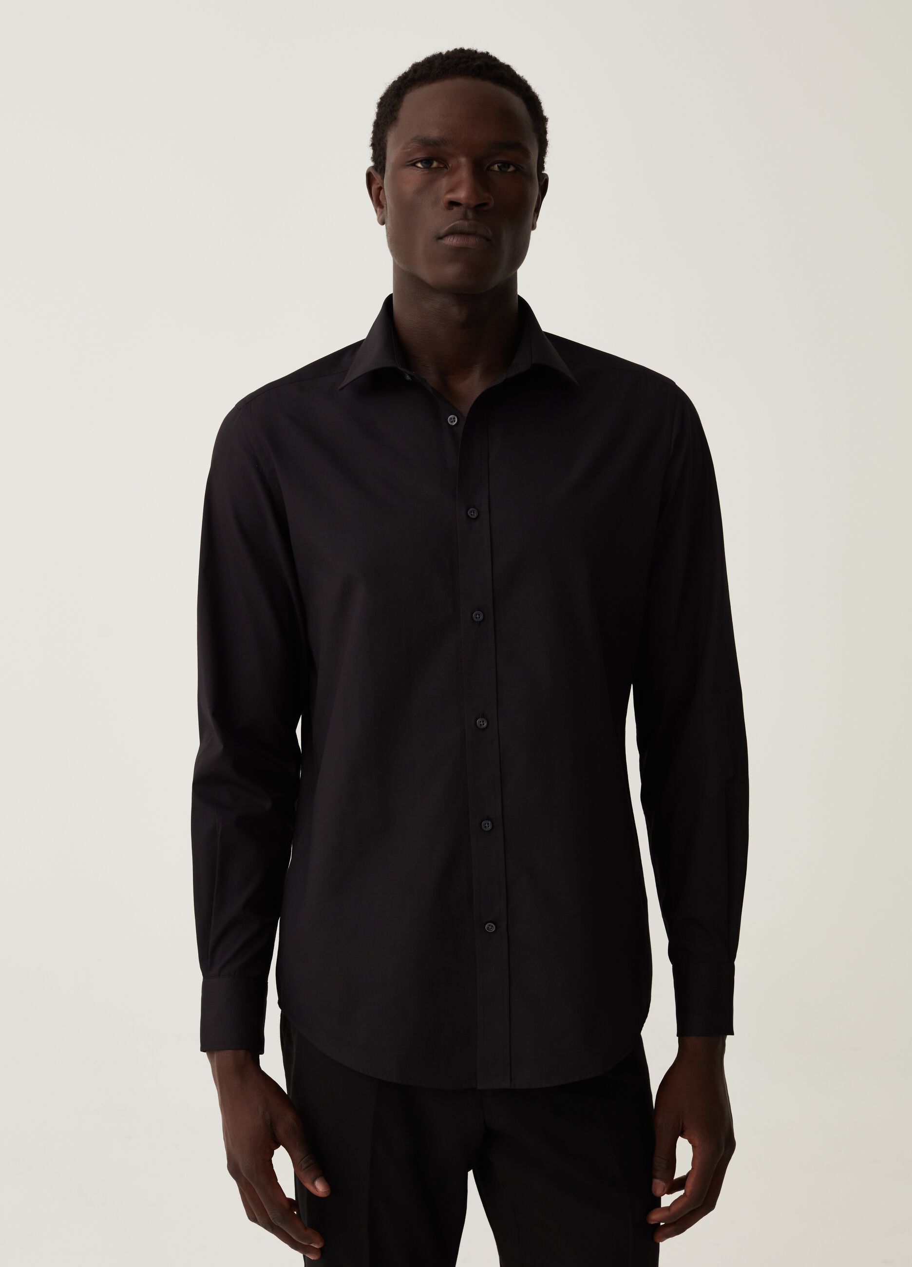 Camicia slim fit tinta unita_0