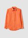 Orange pure linen regular fit shirt_0