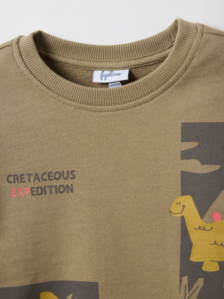 Beige pure cotton regular fit sweatshirt for kids with print_2