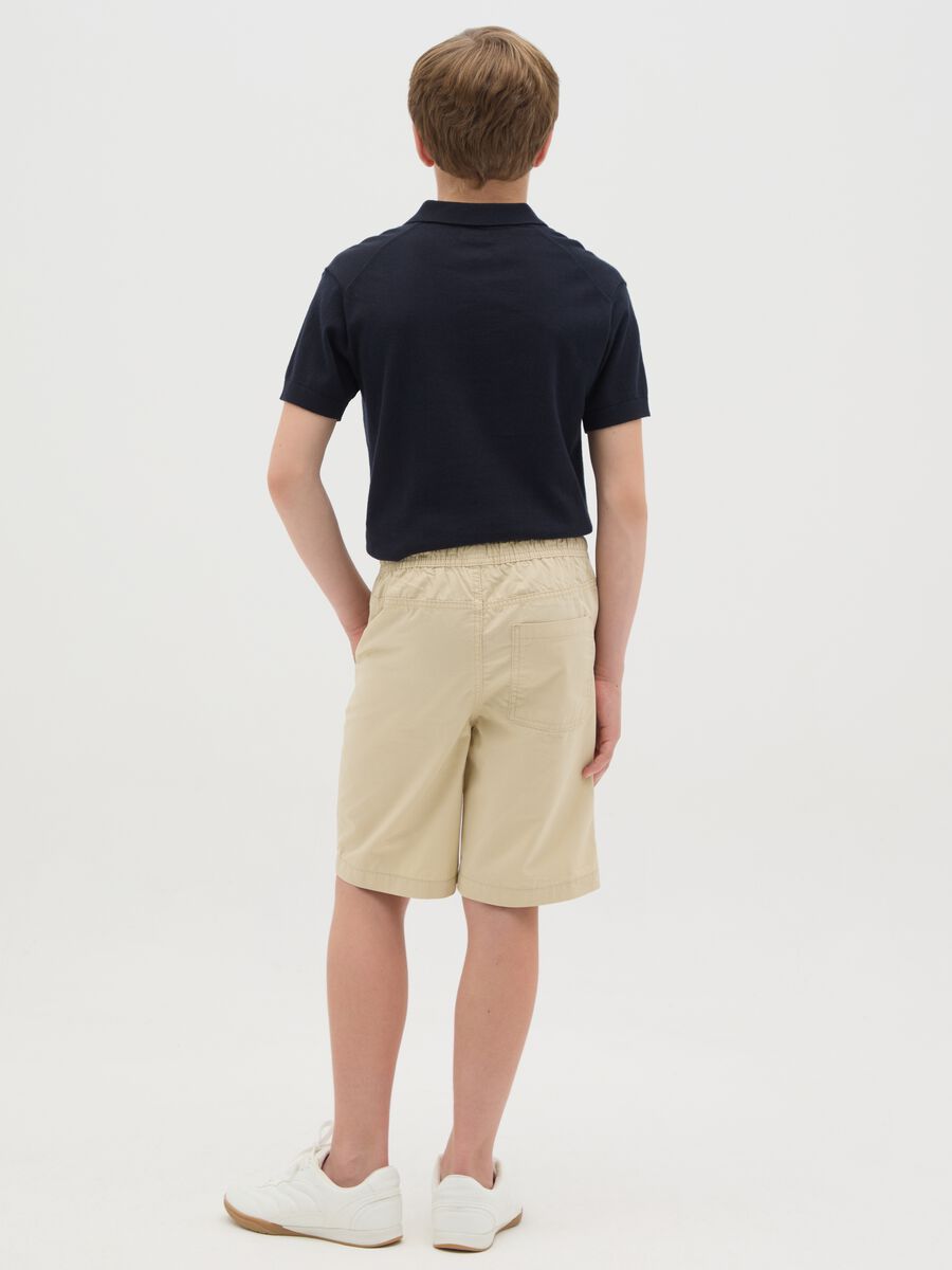 Beige shorts in cotton with drawstring_3