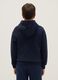 Felpa blu per ragazzo in puro cotone vestibilit&agrave; over con cappuccio e zip_1