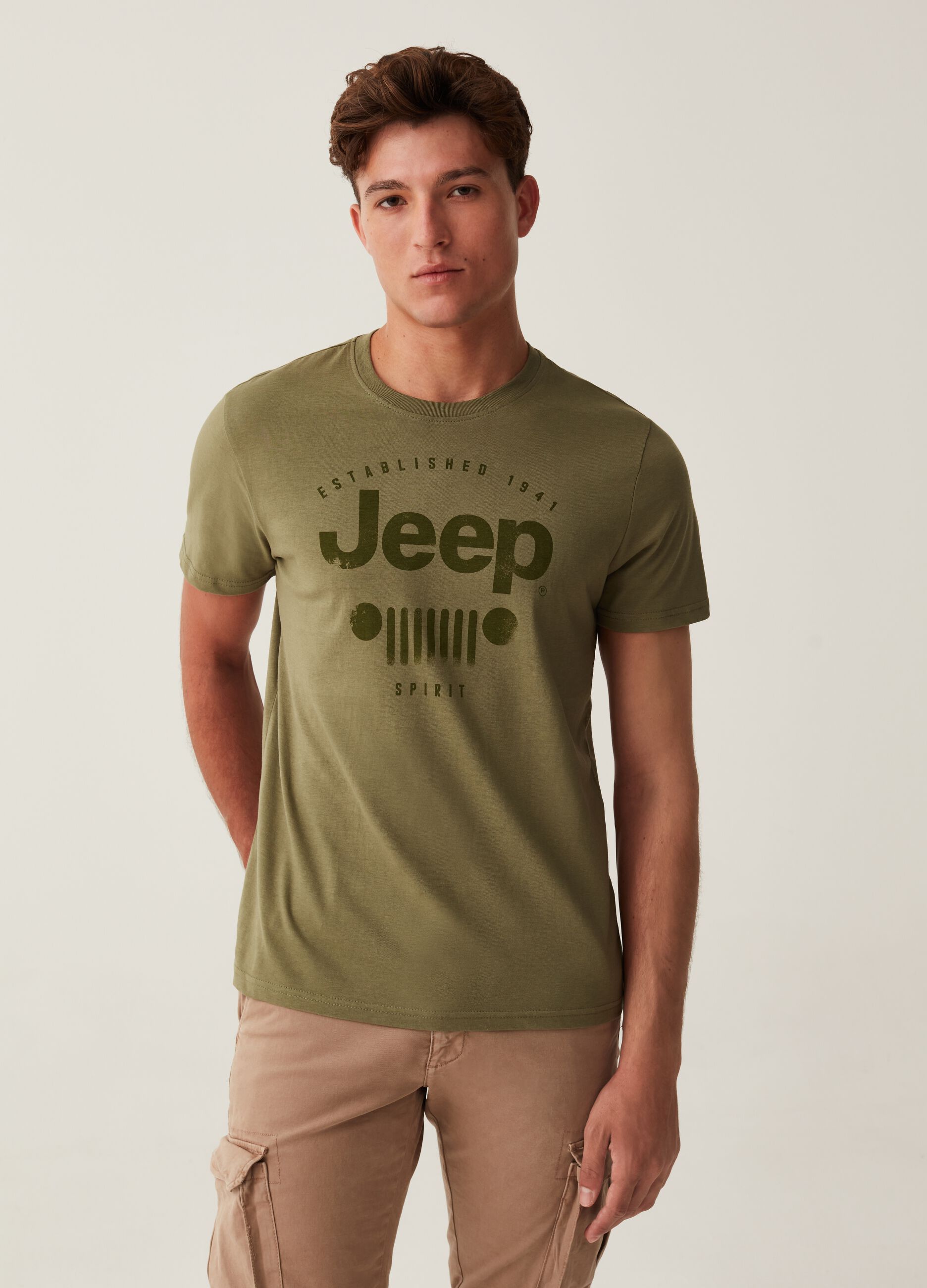 T-shirt in cotone con stampa Jeep_0