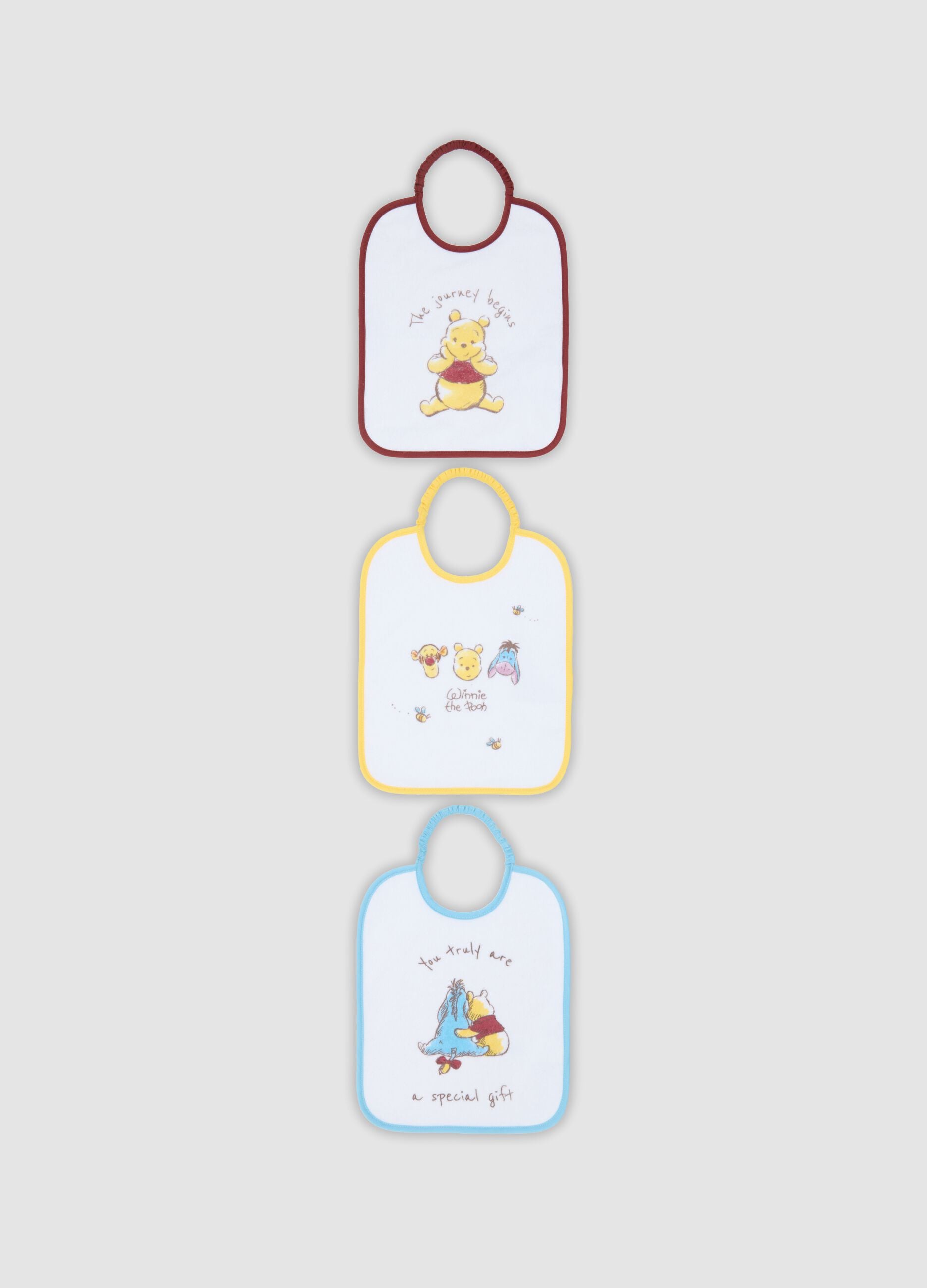 Tripack di bavaglini in misto cotone organico con stampa Winnie The Pooh