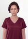 Red satin V-neck blouse in stretch fabric, regular fit_0