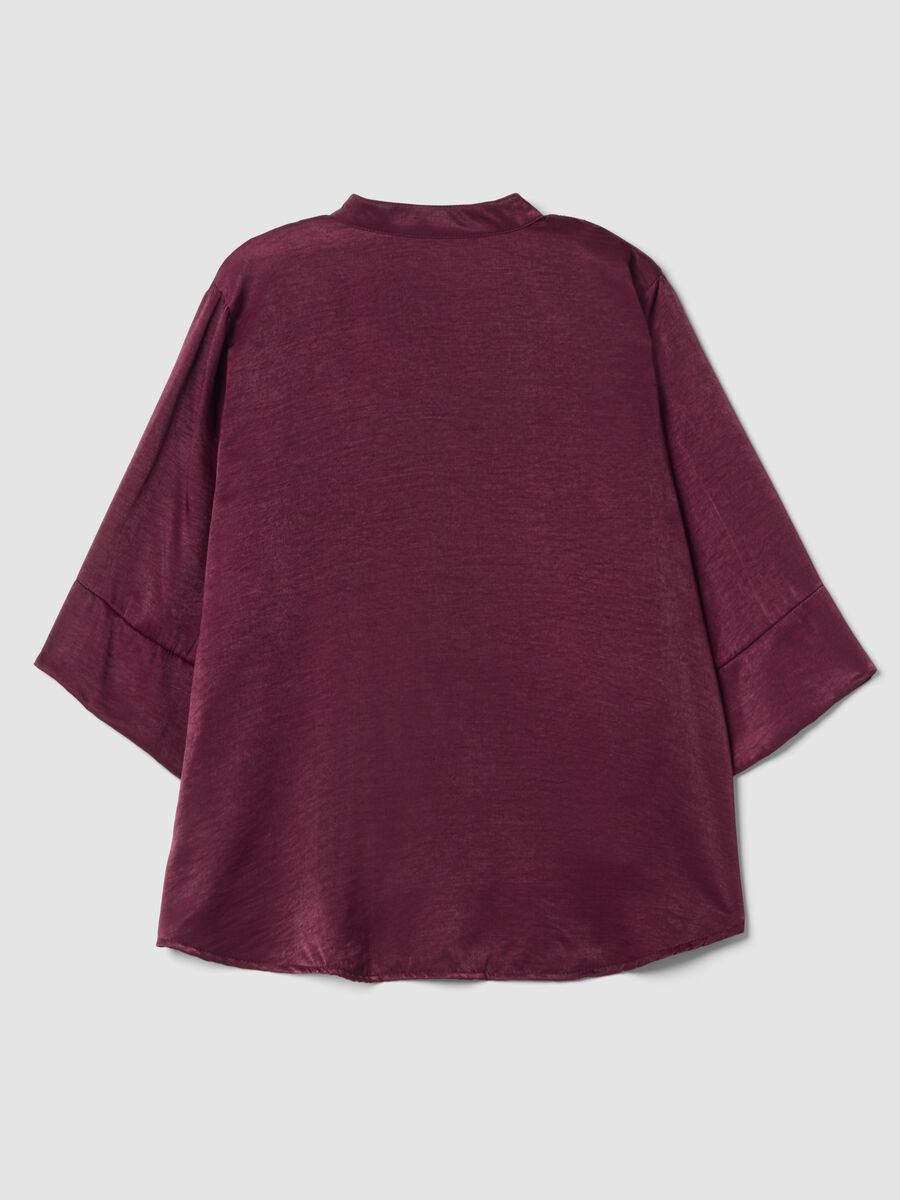 Red regular-fit viscose-blend blouse with Mandarin collar_2