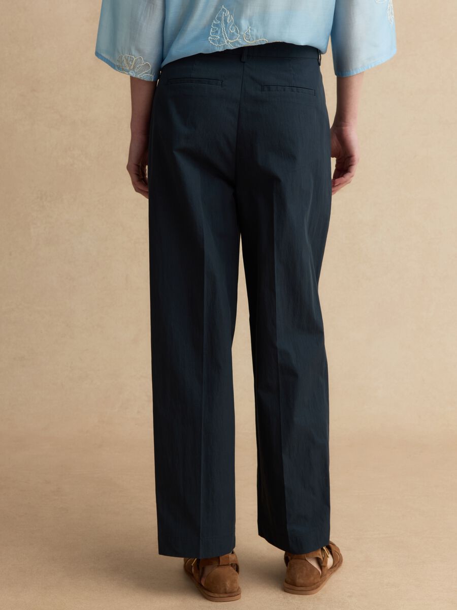 Pantaloni in misto cotone blu straight fit_2