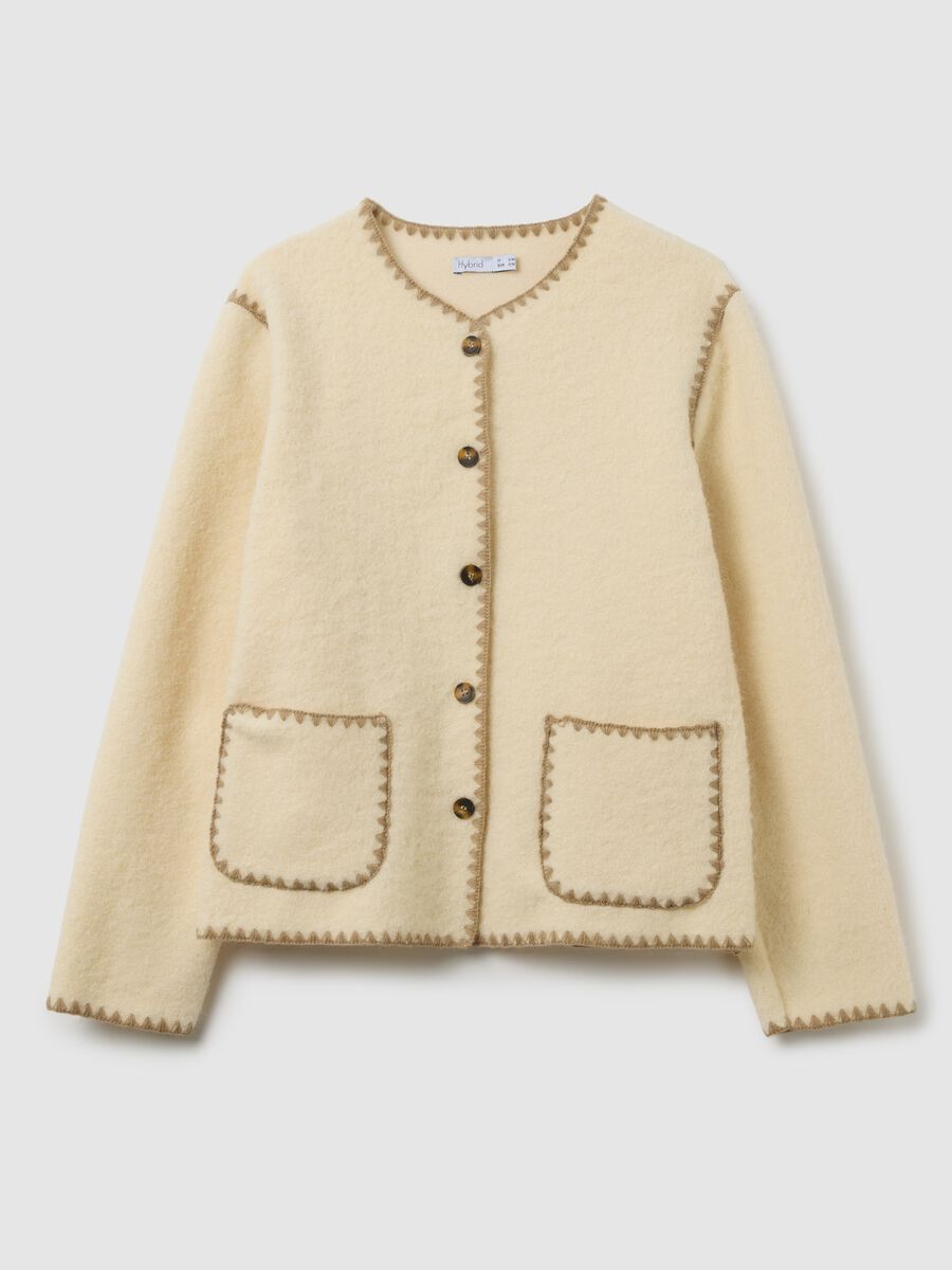 Giacca beige regular fit con bottoni e tasche_4