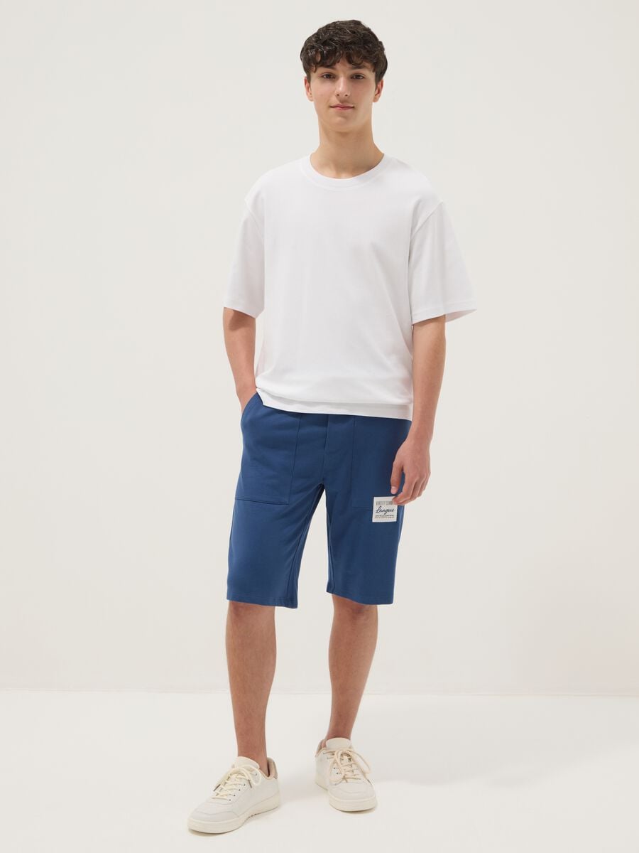 Boys' Regular Fit Blue Pure Cotton Shorts_0