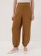Brown pure viscose trousers with elasticated cuffs, regular fit_1
