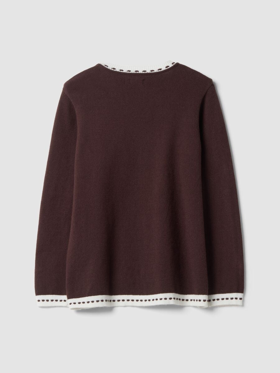 Dark brown regular-fit viscose-blend jumper with contrasting trim_6