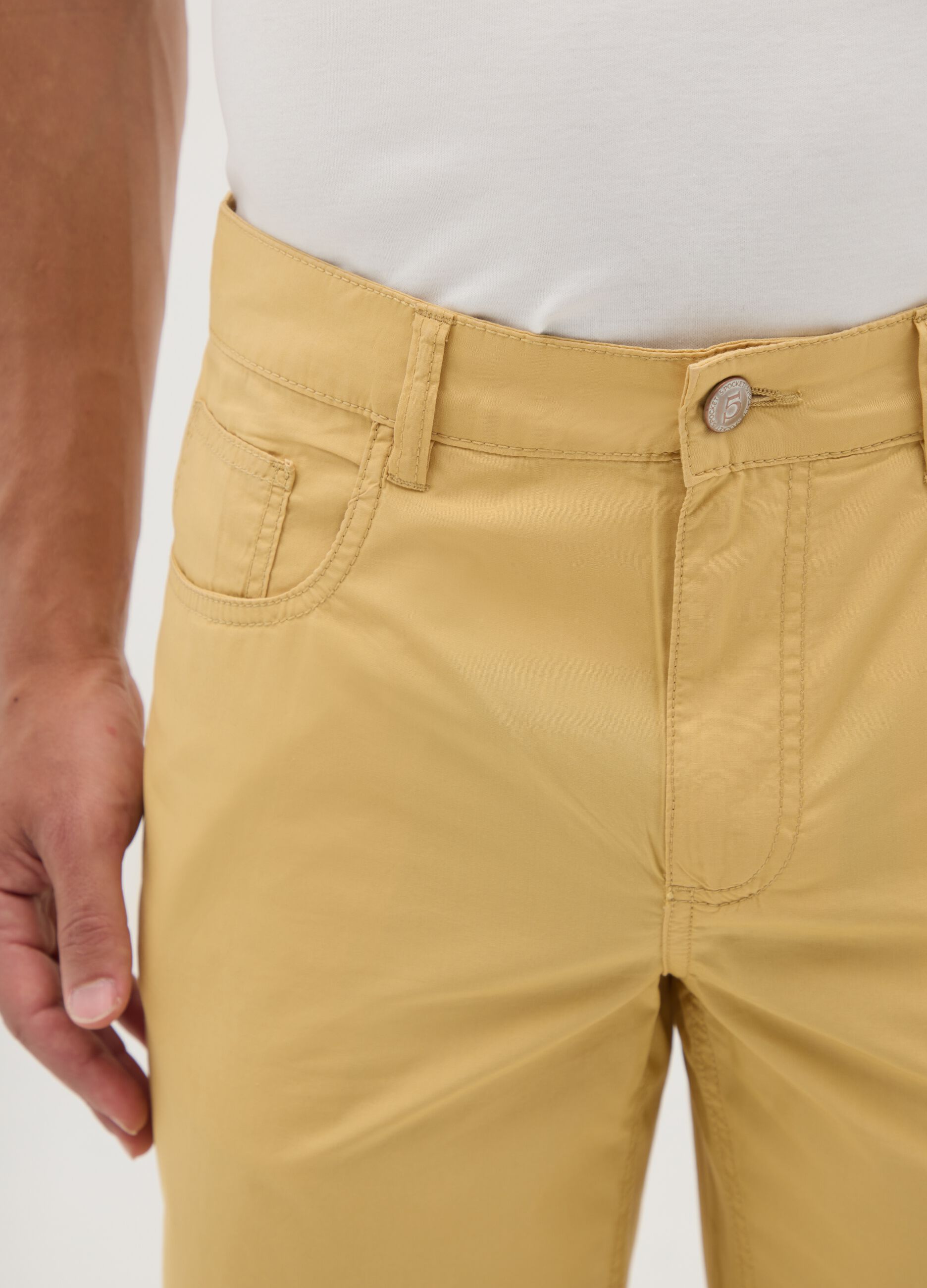 Men's yellow cotton regular fit shorts