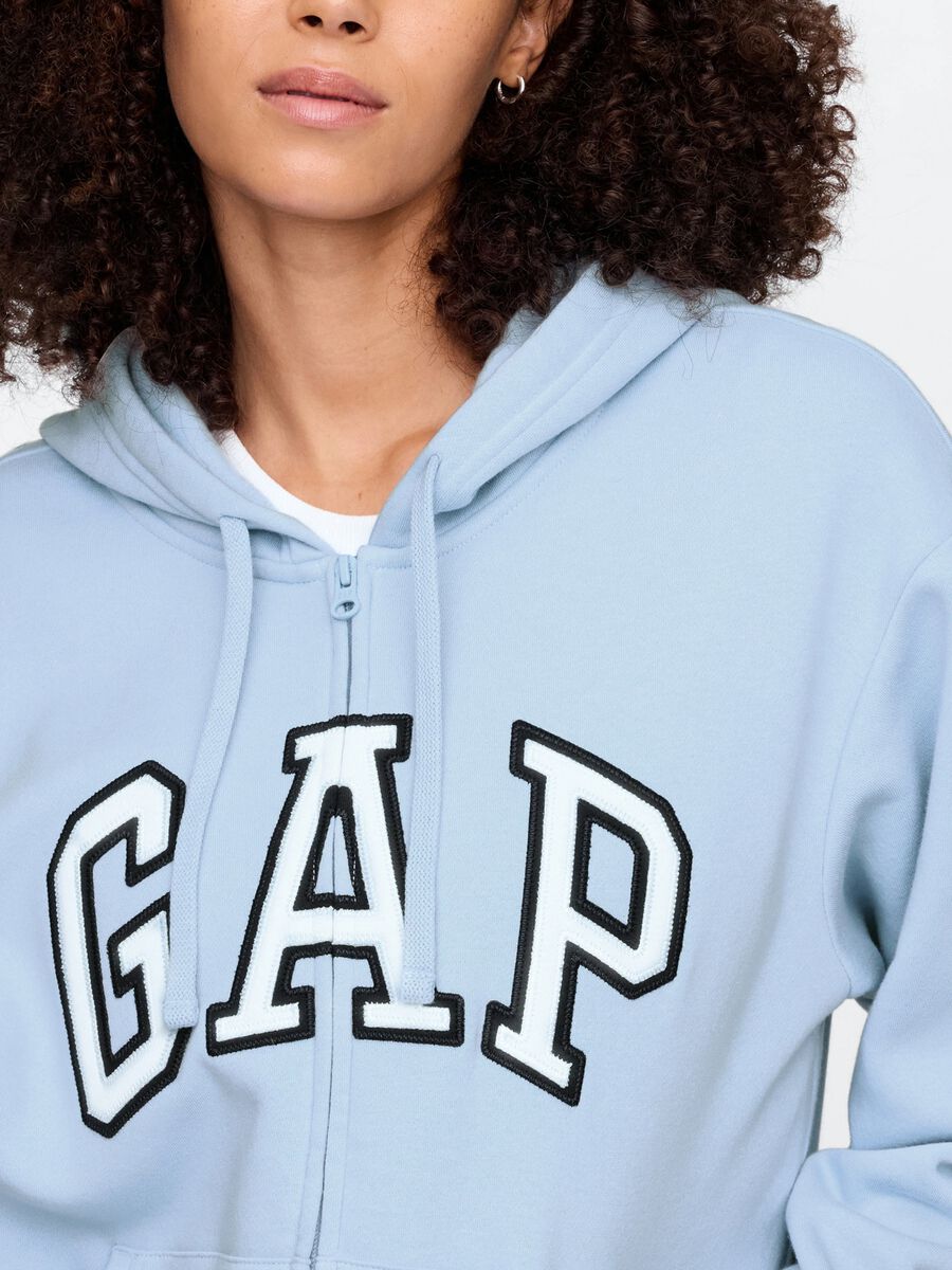 Light blue full-zip sweatshirt with hood and logo_4