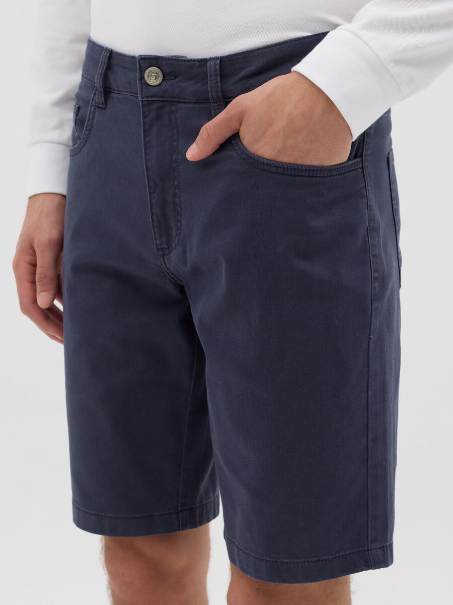 Ovs Stretch Cotton Casual Blue Bermudas_3