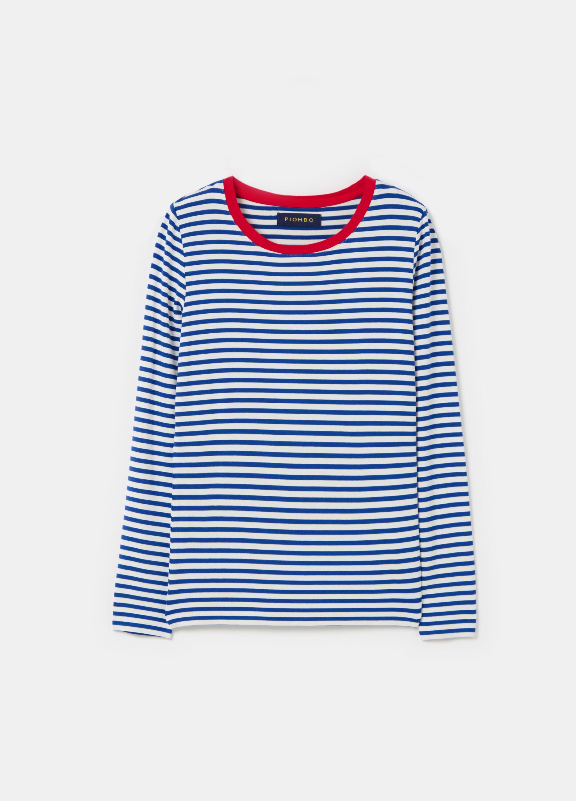 T-shirt a righe con profilo a contrasto