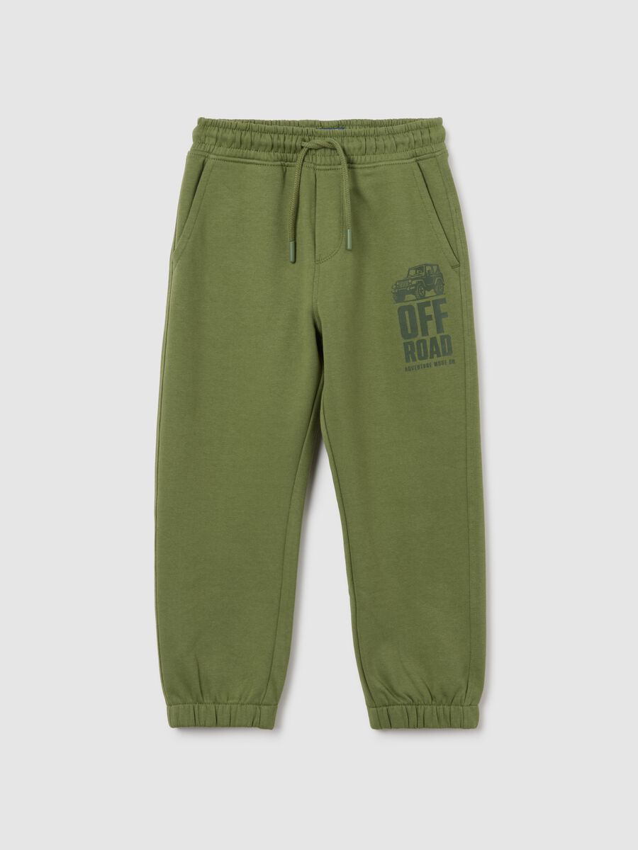 Children's green pure cotton regular fit trousers_0