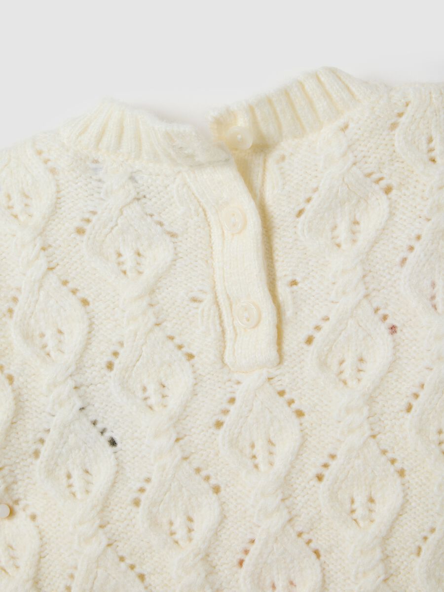 Baby girl's white mix regular fit sweater_3