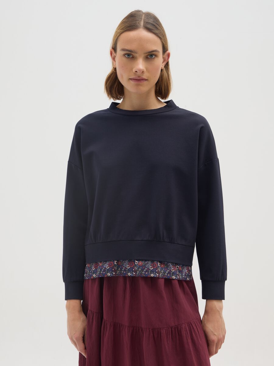 Regular fit blue shirt with floral patterns_0