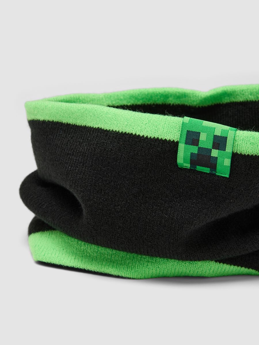 Sciarpa nera e verde in maglia a tema Minecraft_2