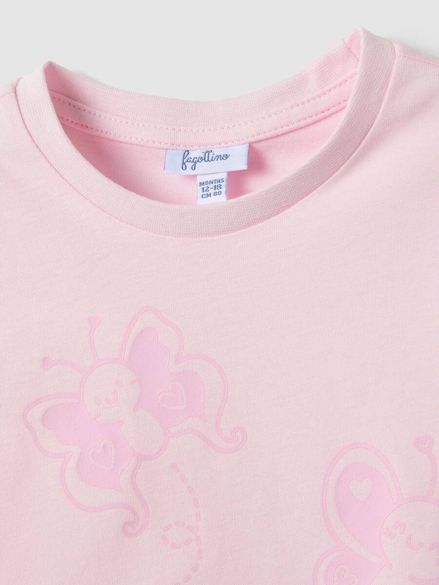 Girls' Pink Pure Cotton T-shirt with Butterflies, Regular Fit_2