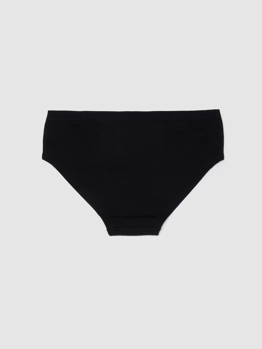 Girls' black cotton knickers, regular fit with bow_1
