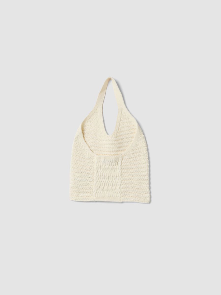 White cotton-blend knitted top_4