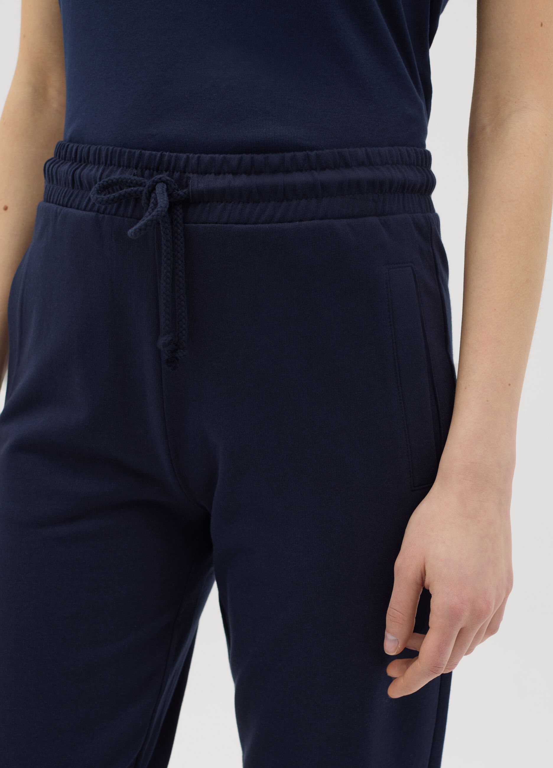 Black French terry joggers with drawstring