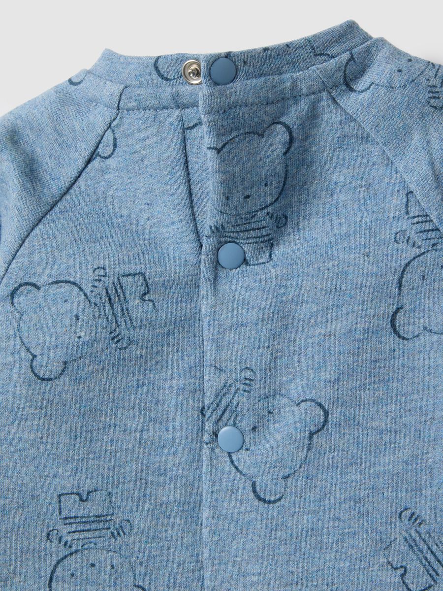 Baby blue pure cotton romper with bear print_3