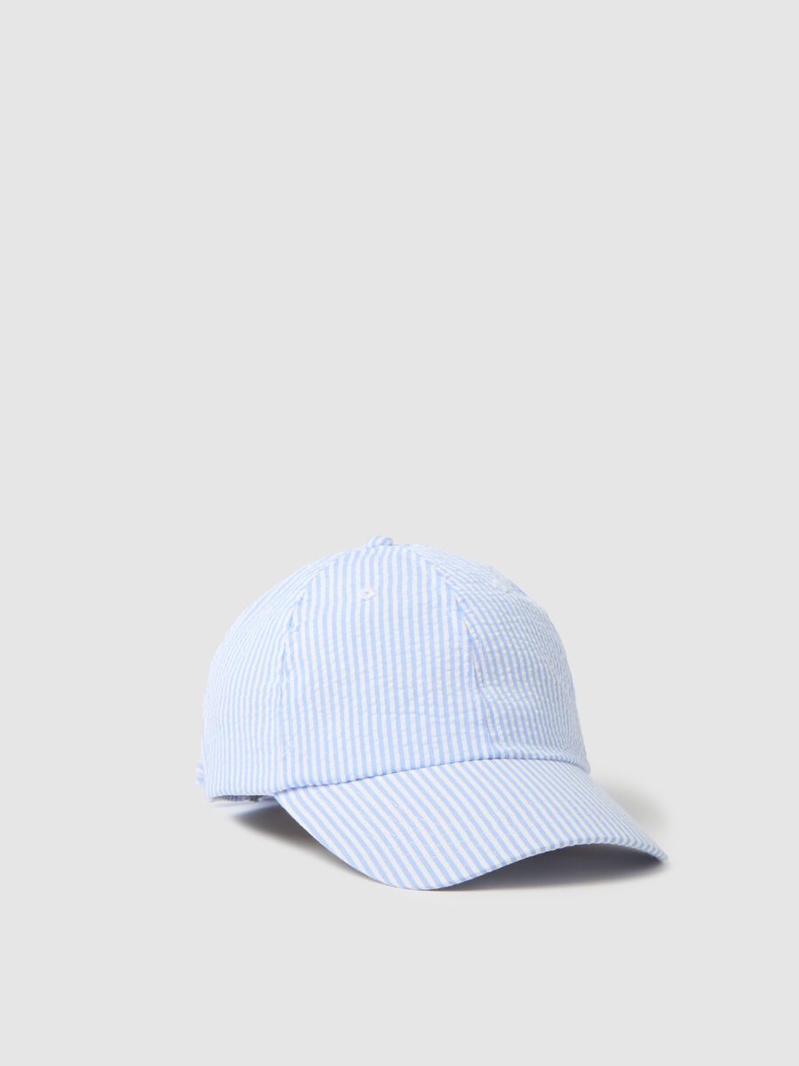 Baseball cap in seersucker with bow_0