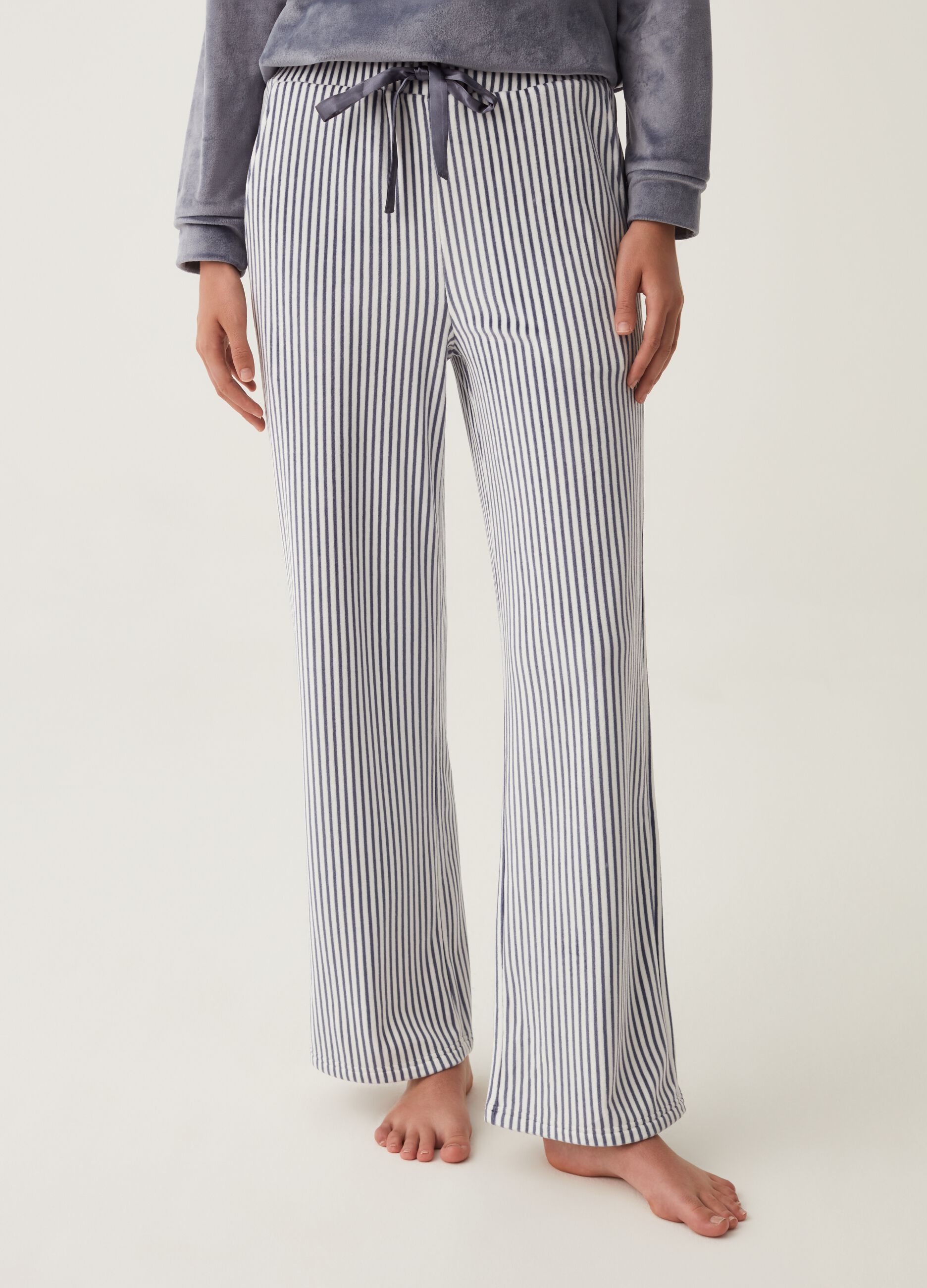 Pantalone pigiama a righe con tasche_2