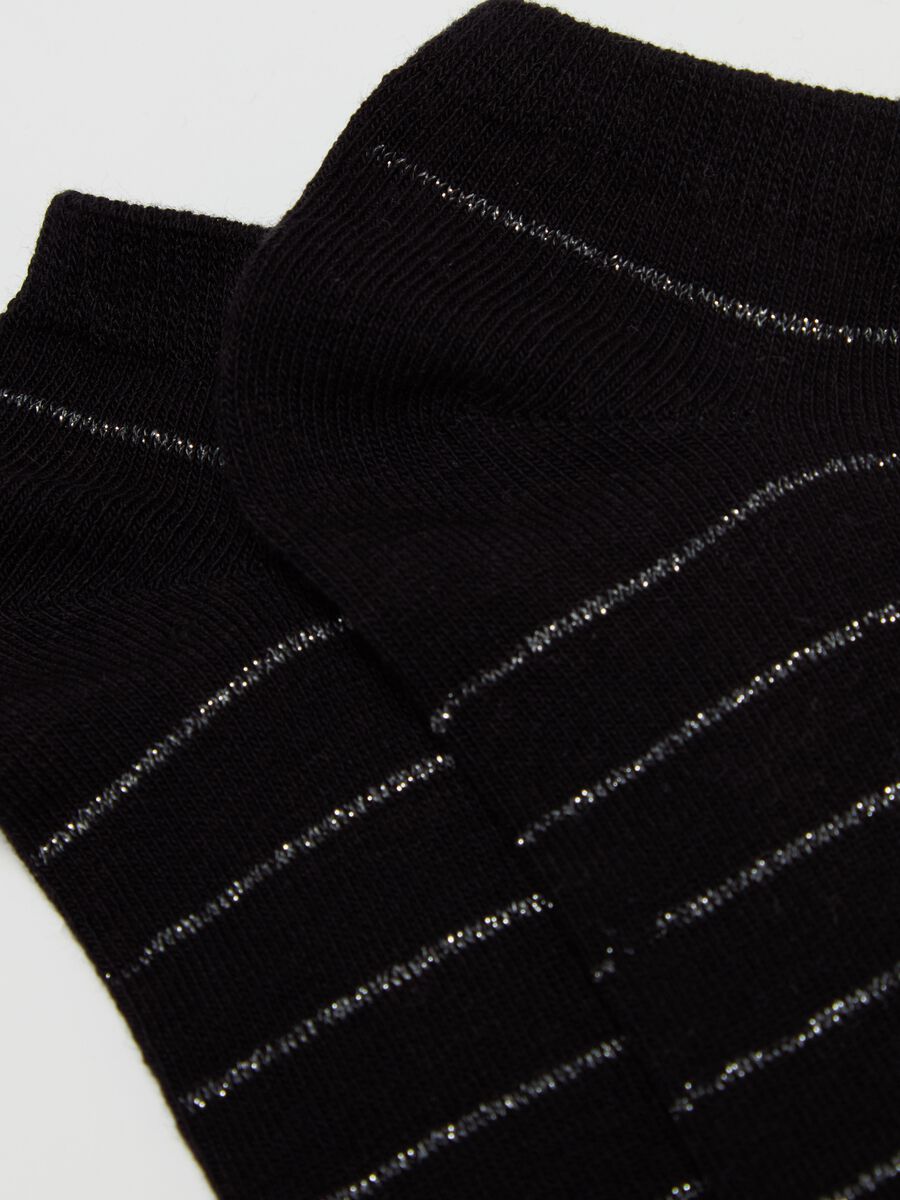 Three-pair pack short striped socks in lurex_1